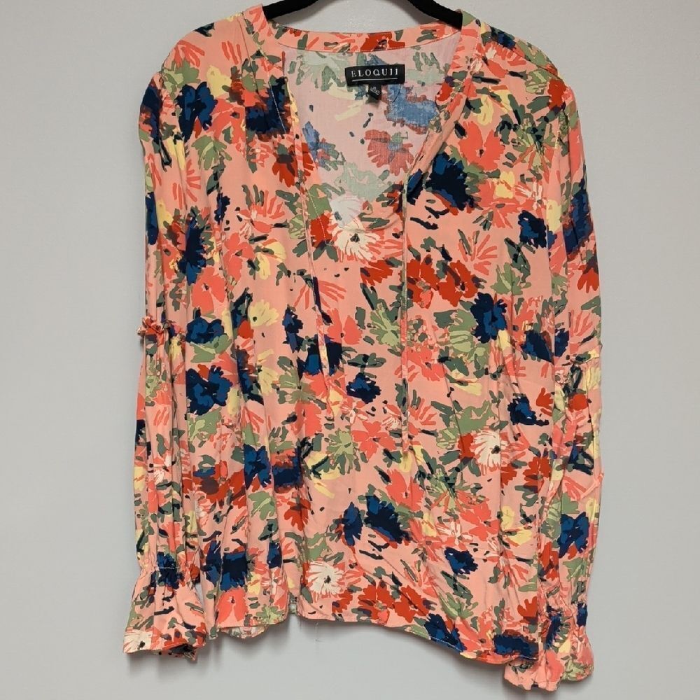 Eloquii Women's Floral Blouse - Pink, Blue, and Green